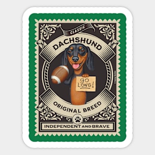 Fun Dachshund holding football and to go long Sticker